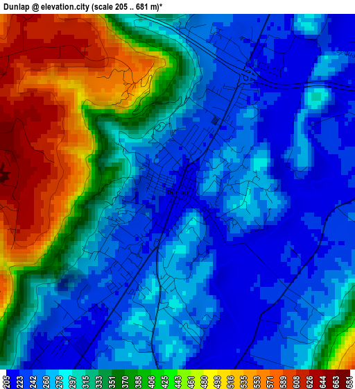 Dunlap elevation map