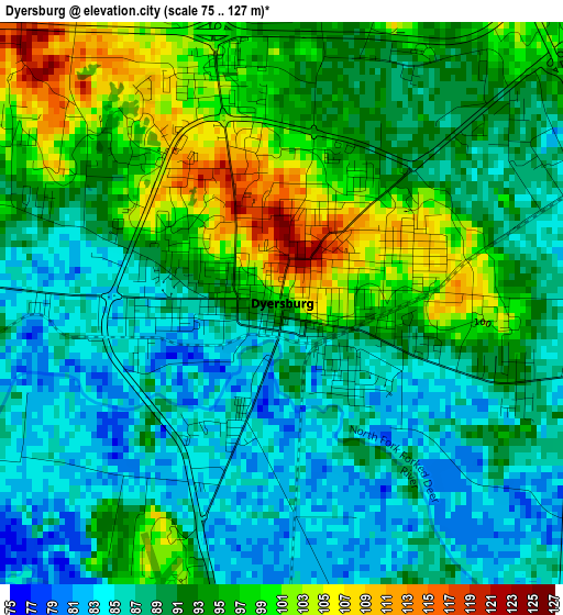 Dyersburg elevation map