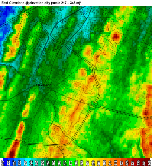 East Cleveland elevation map