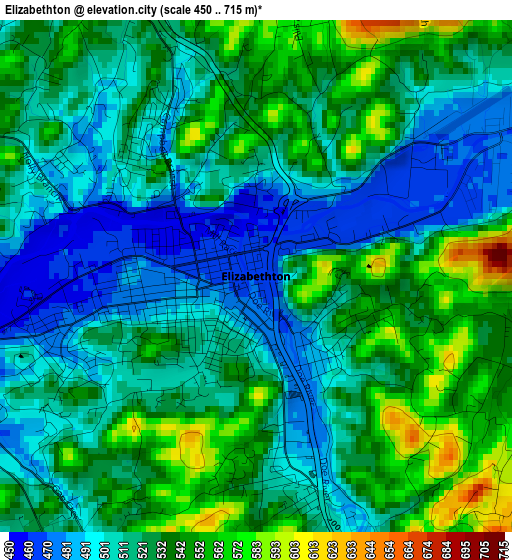 Elizabethton elevation map