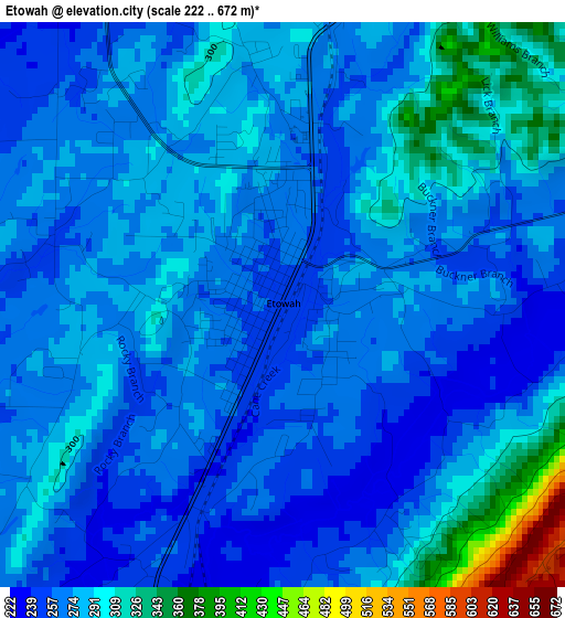 Etowah elevation map