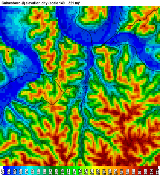 Gainesboro elevation map