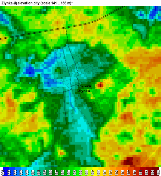 Zlynka elevation map