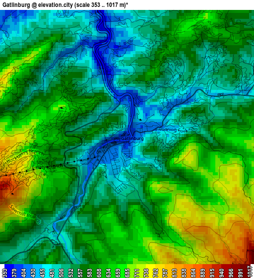 Gatlinburg elevation map