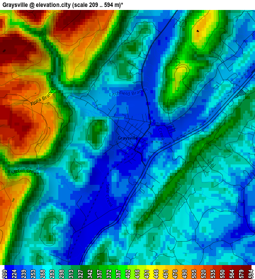 Graysville elevation map