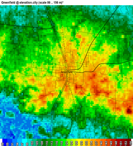 Greenfield elevation map