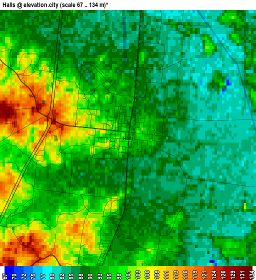 Halls elevation map