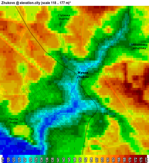 Zhukovo elevation map