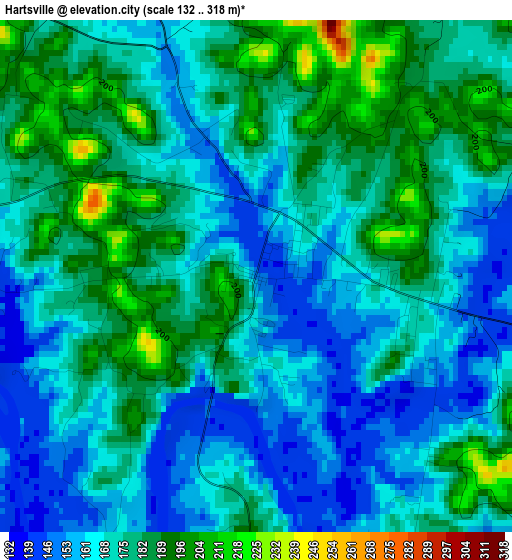 Hartsville elevation map