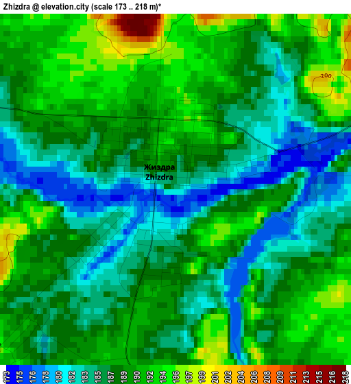 Zhizdra elevation map