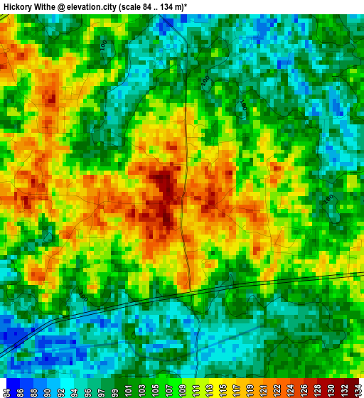 Hickory Withe elevation map