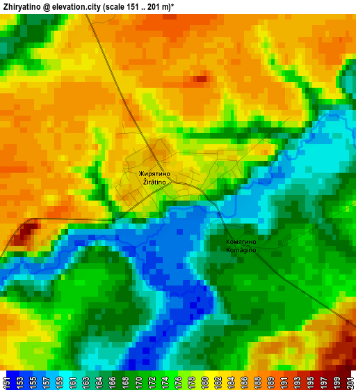 Zhiryatino elevation map