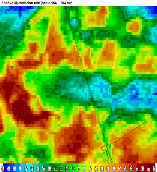 Zhilëvo elevation map