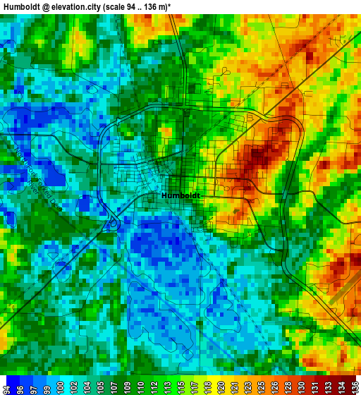 Humboldt elevation map