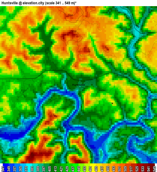 Huntsville elevation map