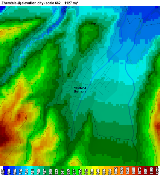 Zhemtala elevation map