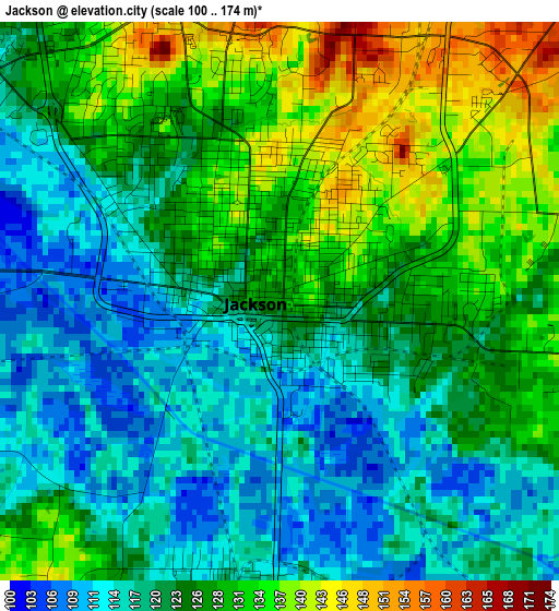 Jackson elevation map