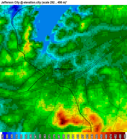 Jefferson City elevation map