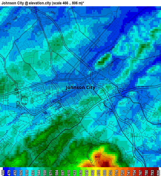 Johnson City elevation map