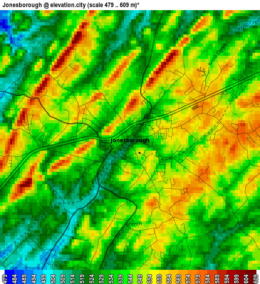 Jonesborough elevation map