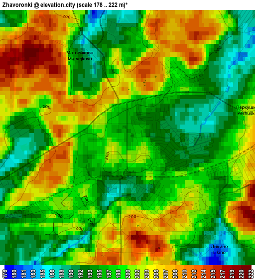 Zhavoronki elevation map