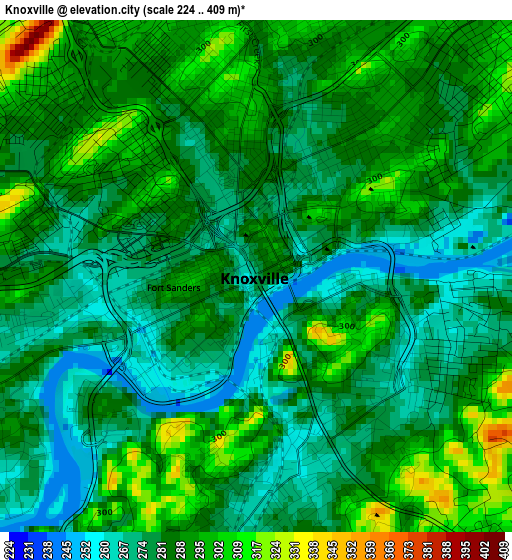 Knoxville elevation map