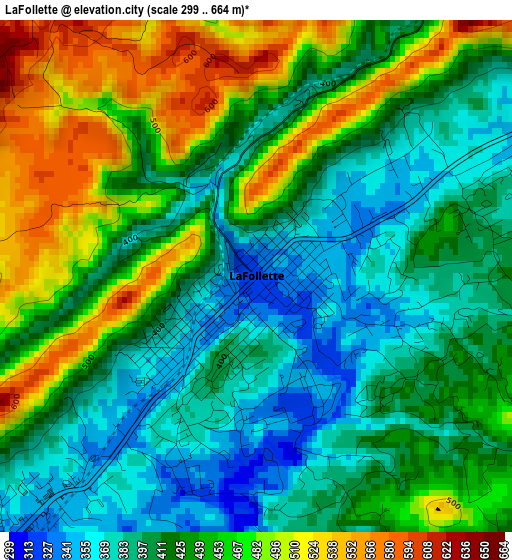 LaFollette elevation map