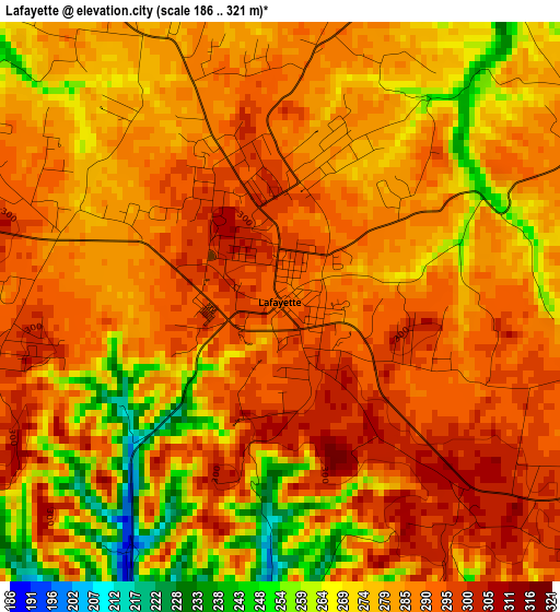 Lafayette elevation map