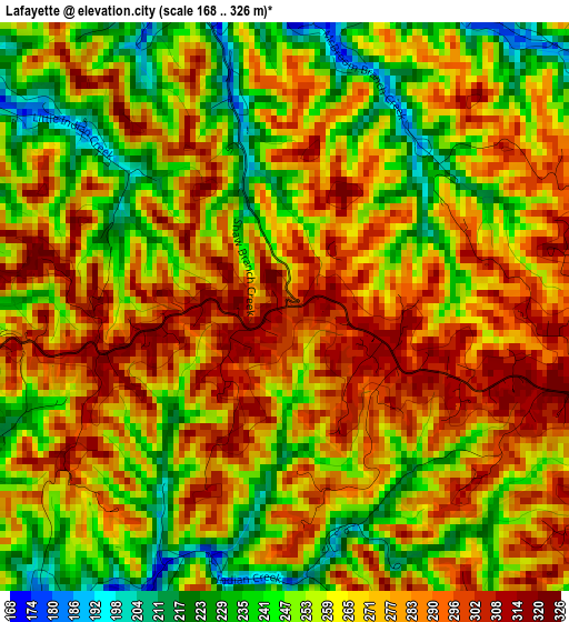 Lafayette elevation map