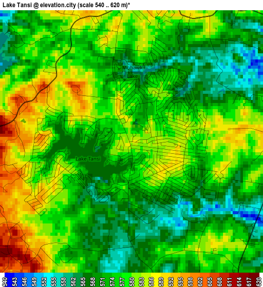 Lake Tansi elevation map