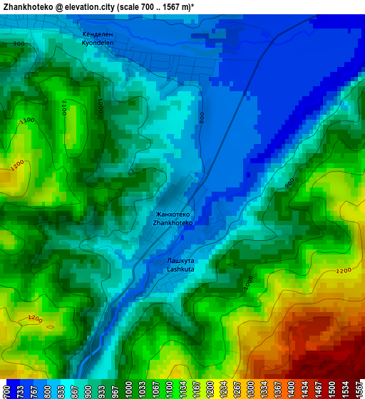 Zhankhoteko elevation map