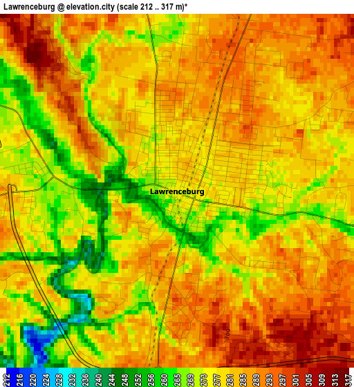 Lawrenceburg elevation map