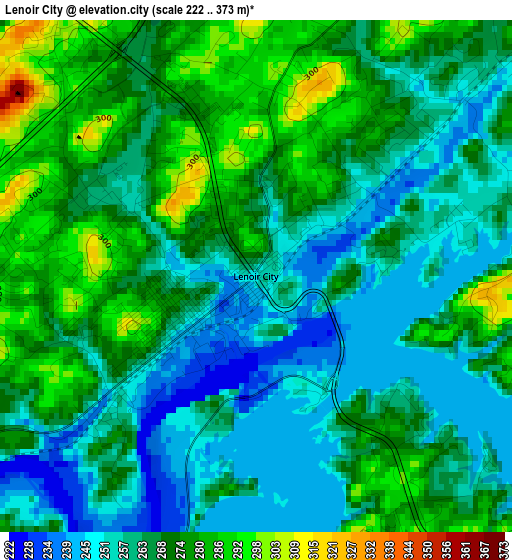 Lenoir City elevation map