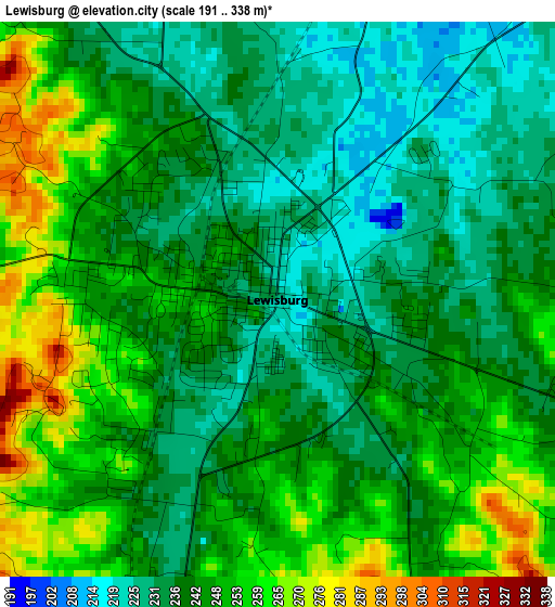 Lewisburg elevation map