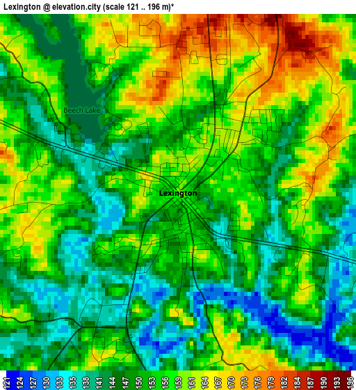 Lexington elevation map