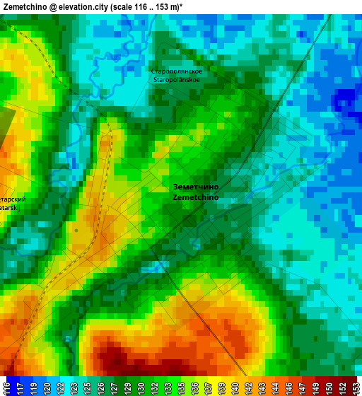 Zemetchino elevation map