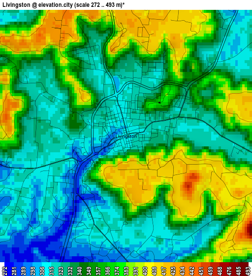 Livingston elevation map