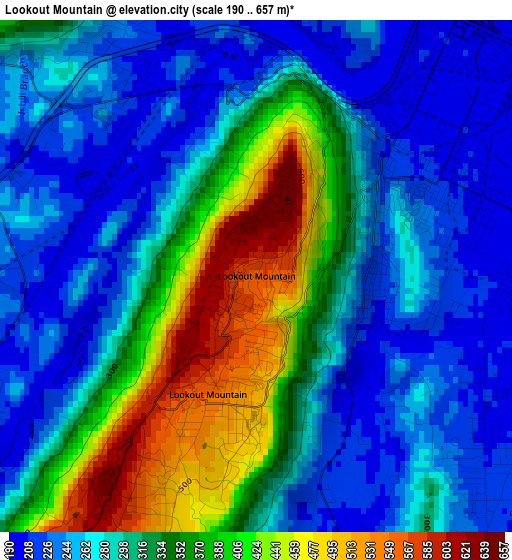 Lookout Mountain elevation map