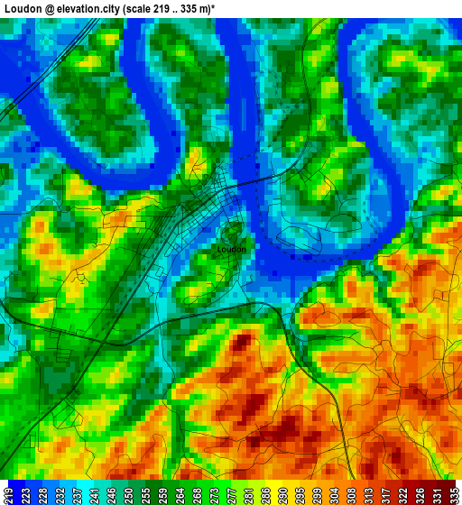 Loudon elevation map