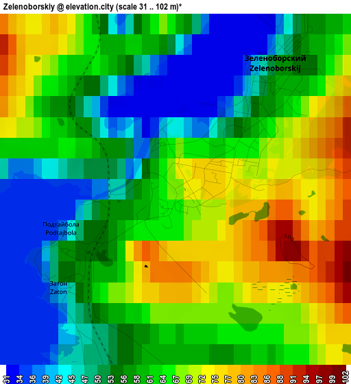 Zelenoborskiy elevation map