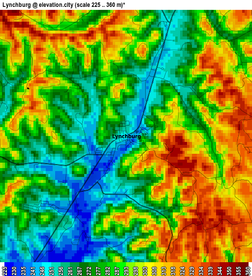 Lynchburg elevation map