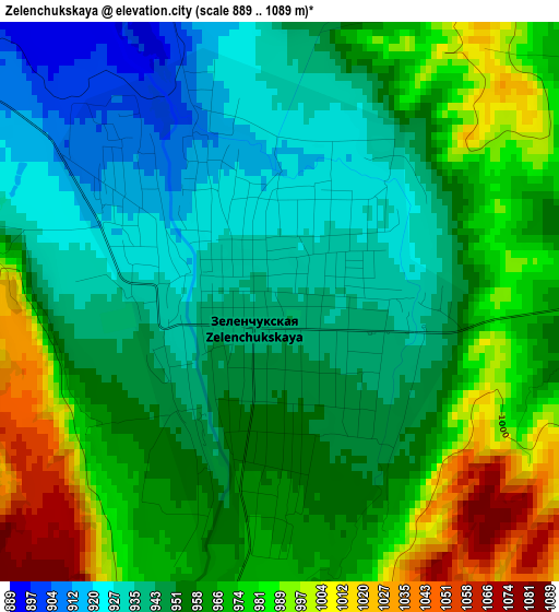 Zelenchukskaya elevation map