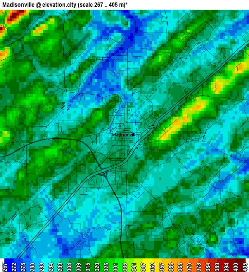Madisonville elevation map