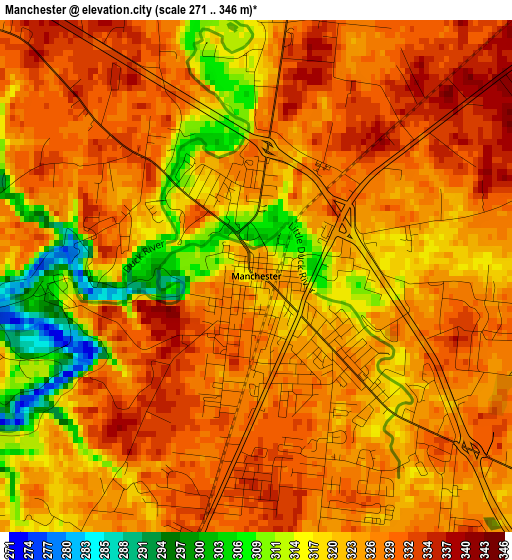 Manchester elevation map