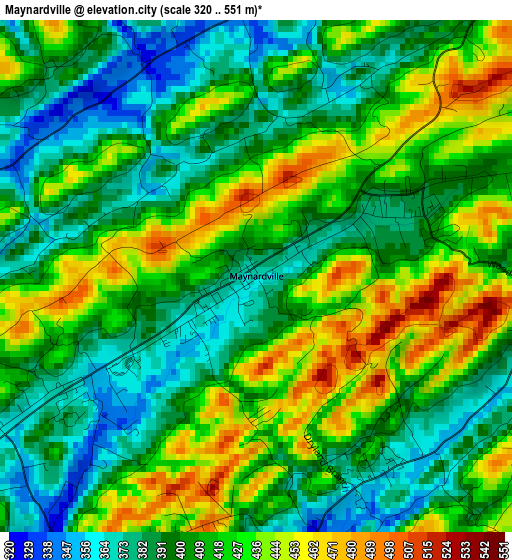 Maynardville elevation map