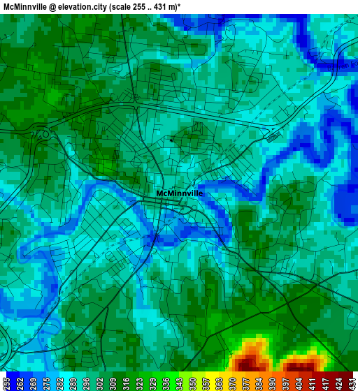 McMinnville elevation map