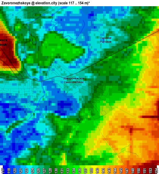 Zavoronezhskoye elevation map