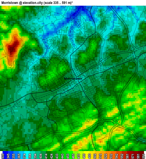 Morristown elevation map