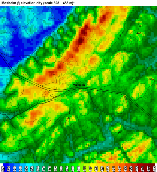 Mosheim elevation map