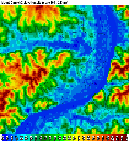 Mount Carmel elevation map